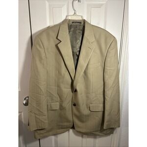 Chaps Sports Coat Blazer Mens 46R Beige Lined Notch Lapel Classic Long Sleeve